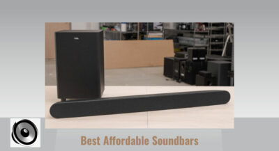 Best-Affordable-Soundbars. a small size speaker and a slim long speaker . with a various spekar background..